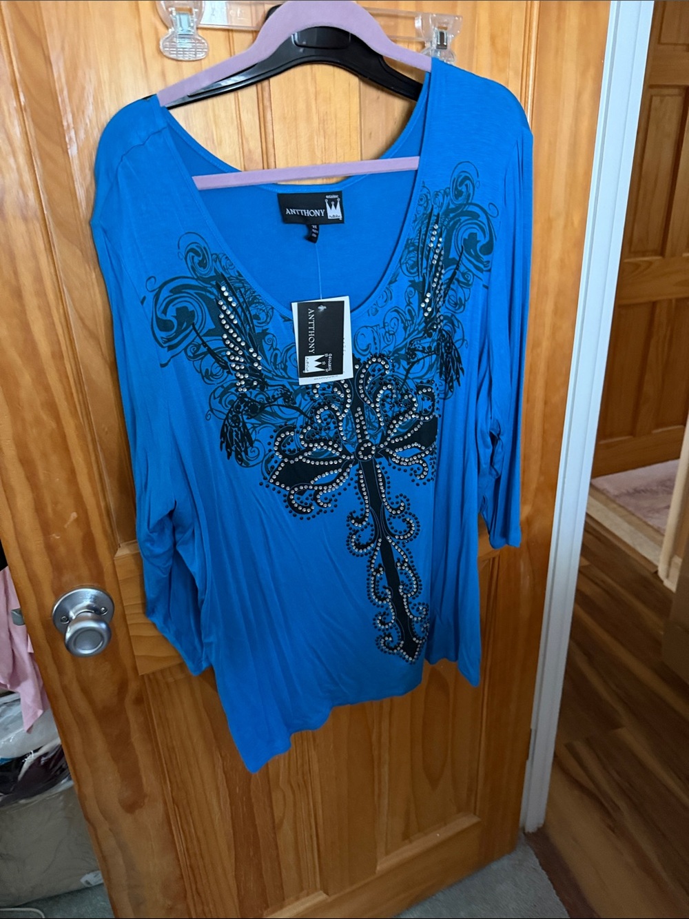 Antthony Bright Blue Embellished Scoop Neck Tunic